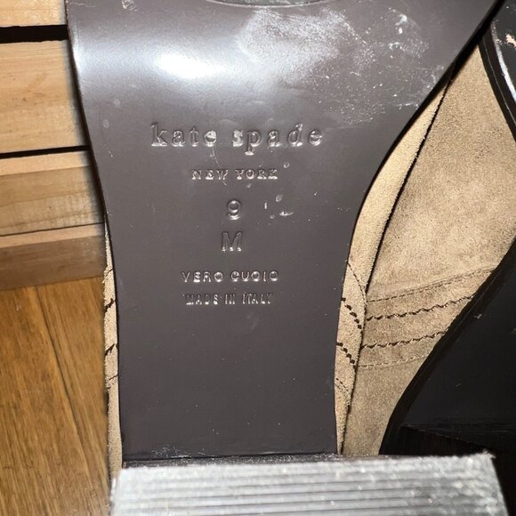 Kate Spade New York Size 9 Tobacco Brown Baise Suede Pull On Heeled Ankle Boots - Picture 15 of 16